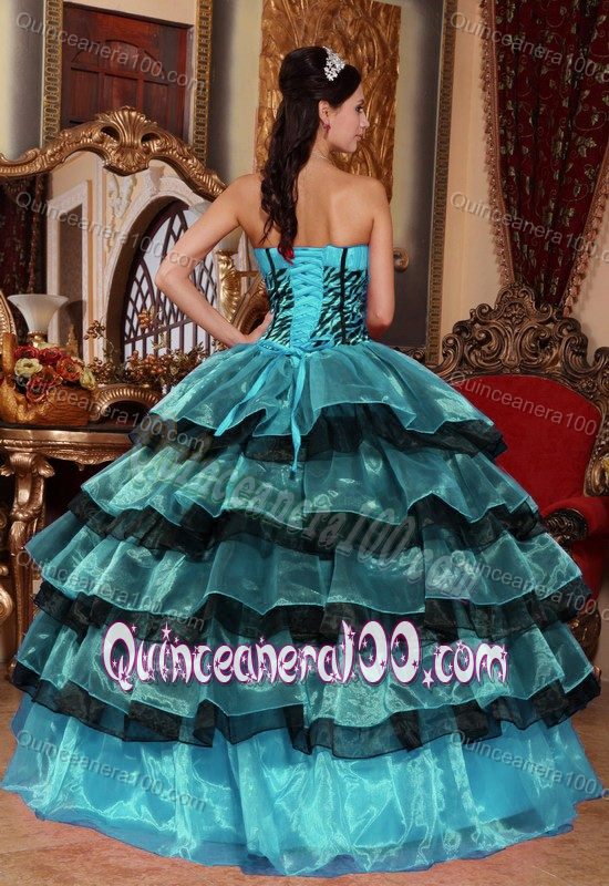 Multi-color Beading Sweetheart Quinceanera Dress with Organza Ruffles