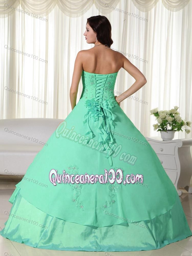 Beading Sweetheart Chiffon Layers Quinceanera Dress in Apple Green