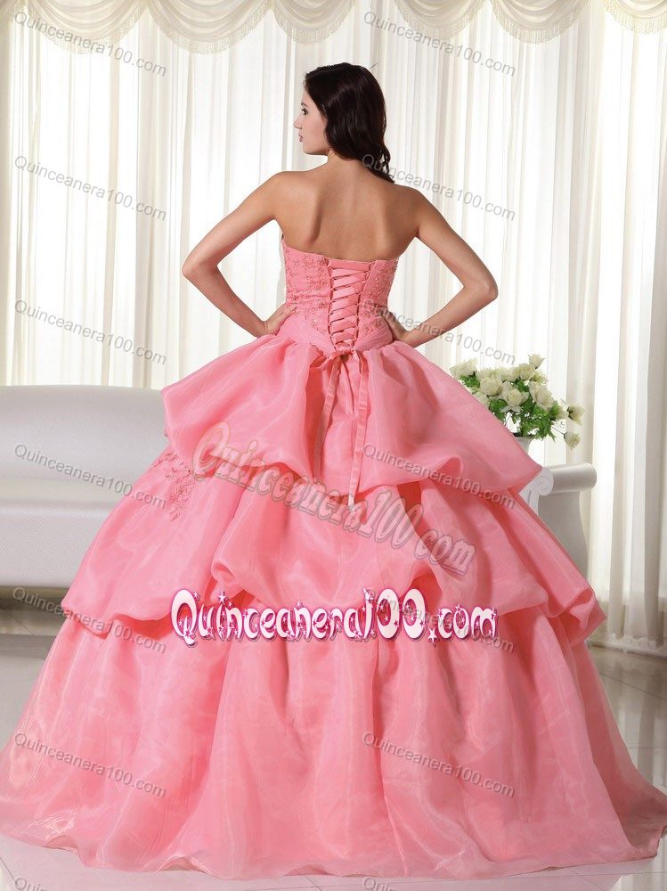 Matching Jacket Hand Flowers Quinceanera Dress in Watermelon Red