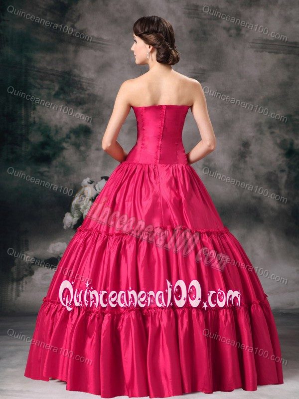 Red Ball Gown Strapless Ruched Quinceanera Dress with Pleating