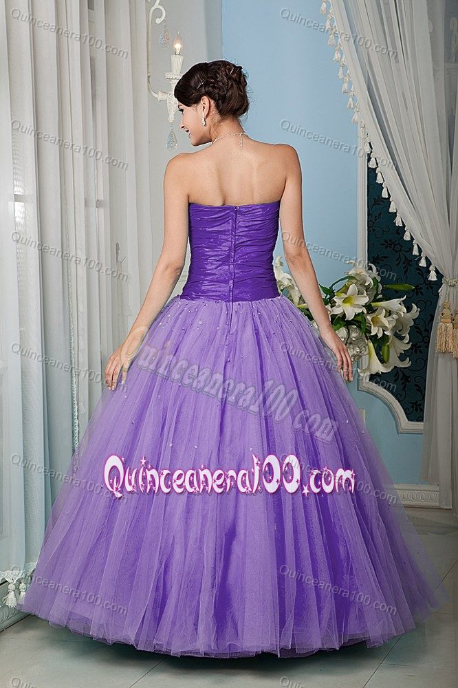 Lilac Princess Tulle 2013 Quinceanera Dress with Beading Applique