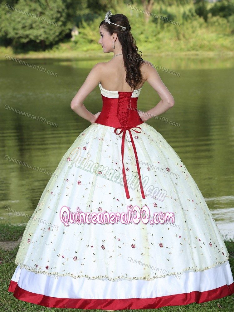 Handle Flower and Corset Front Decorated Colorful Quinceanera Dress