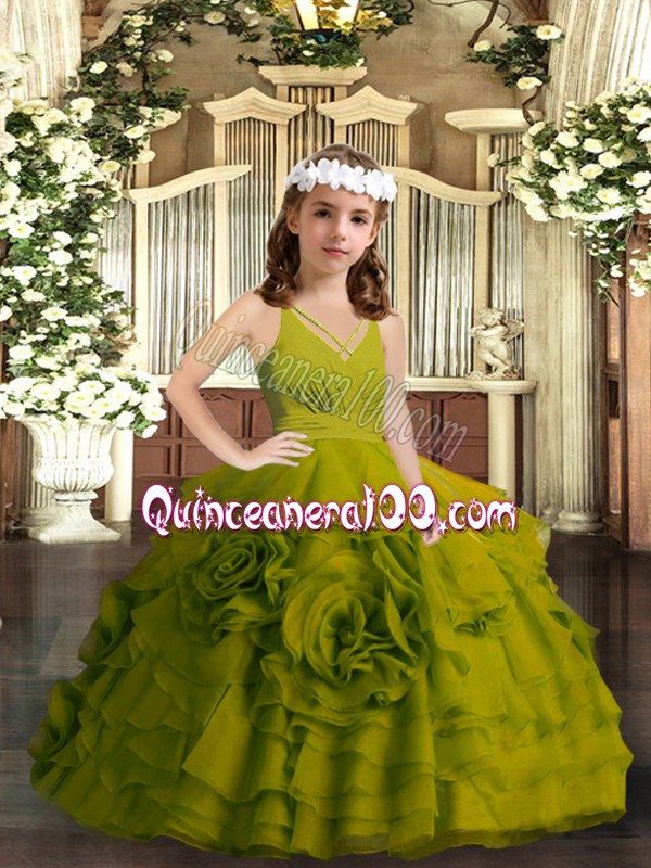 olive green little girl dresses