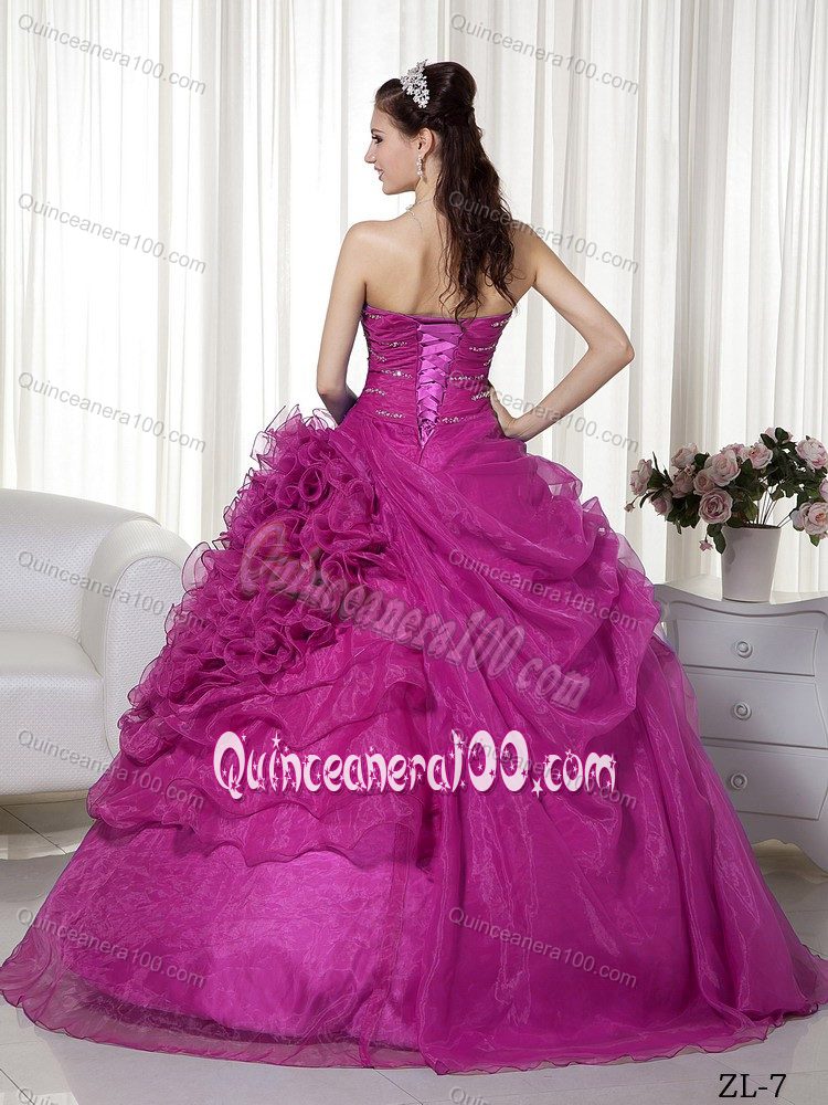 Tucks on Side Overlay for Beading and Ruching Quinceanera Dress