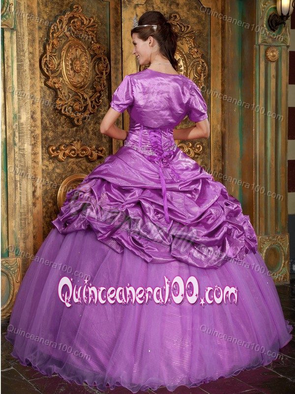 Lilac Ball Gown Sweetheart Ruffles Appliques Quinceanera Dress