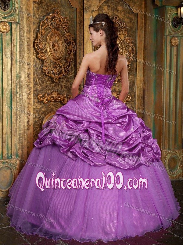 Lilac Ball Gown Sweetheart Ruffles Appliques Quinceanera Dress