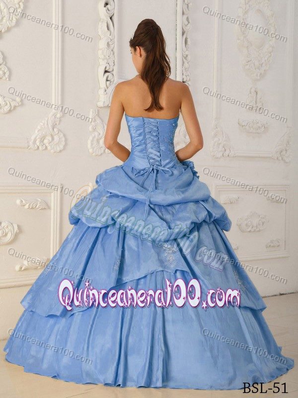 Plus Size Ball Gown Pick-ups Beaded Baby Blue Sweet 16 Dresses