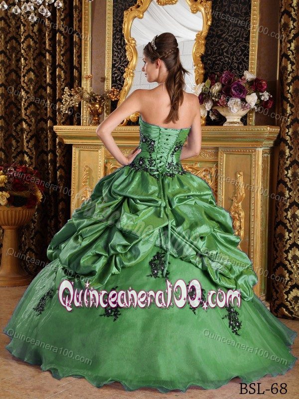 New Style A-line Appliqued Green Dress for Quince for Wholesale