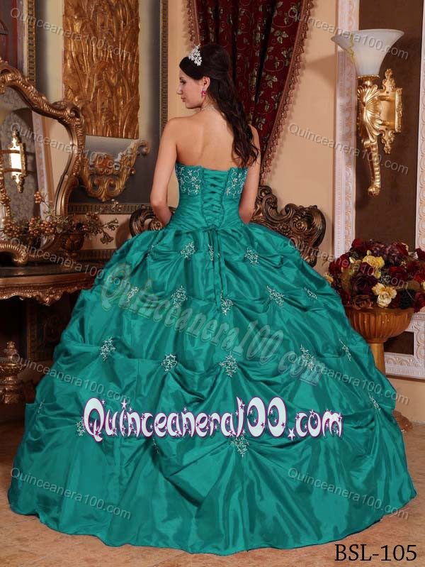 Best Turquoise Sweet Sixteen Dresses with Pick-ups Appliqued