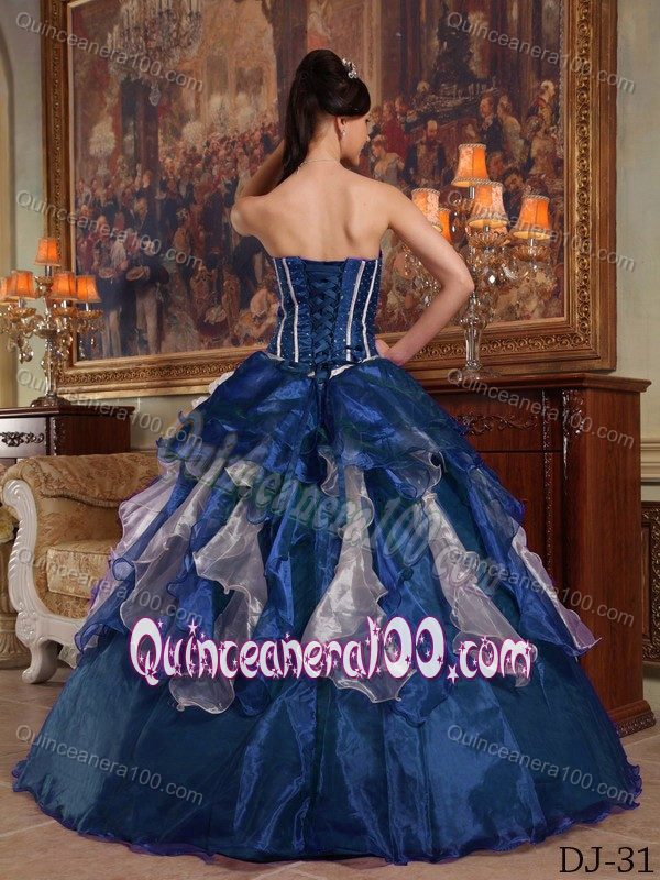 Sweetheart Beaded Ruffled Multi-colored Quinceanera Gown Dress