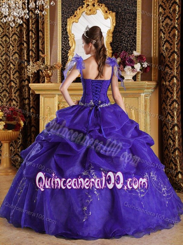 New Arrival Spaghetti Straps Appliqued Purple Sweet 16 Dresses