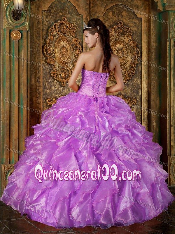 2012 Most Popular Beaded Ruffled Lilac Sweet 15 Dresses