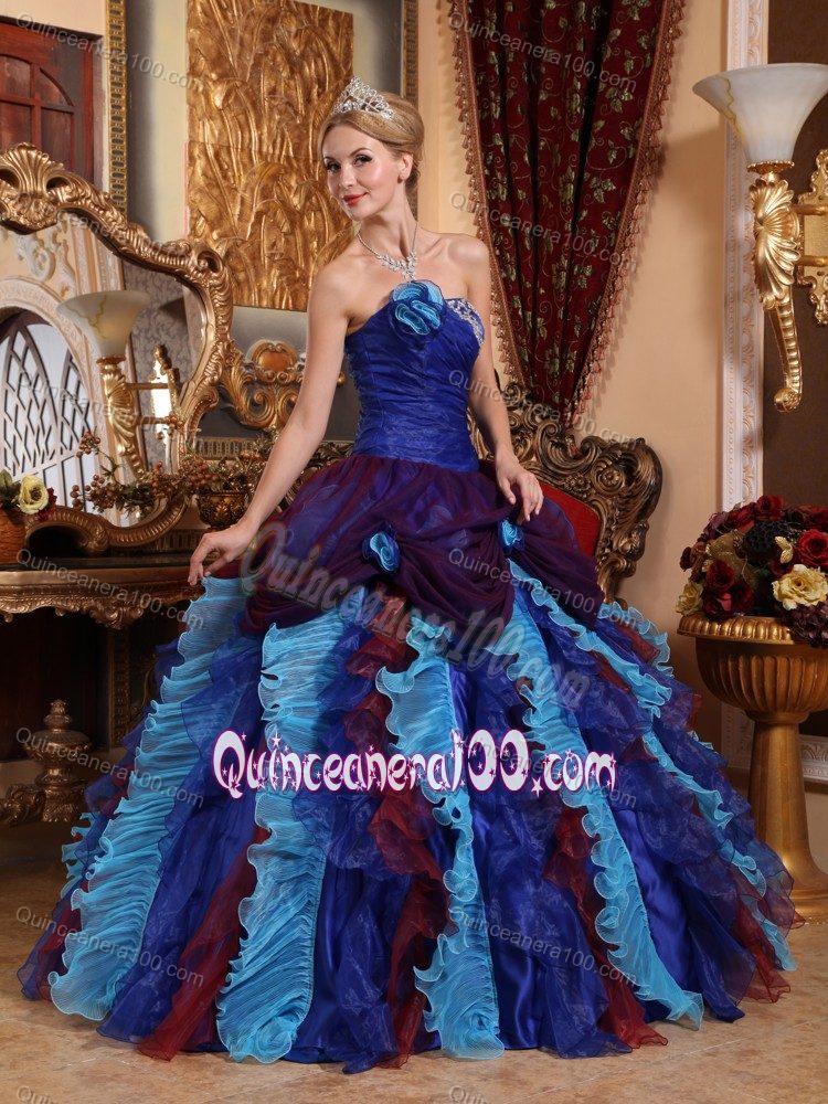 Plus Size Appliqued Ruffled Multi-color Sweet 15 Dresses online