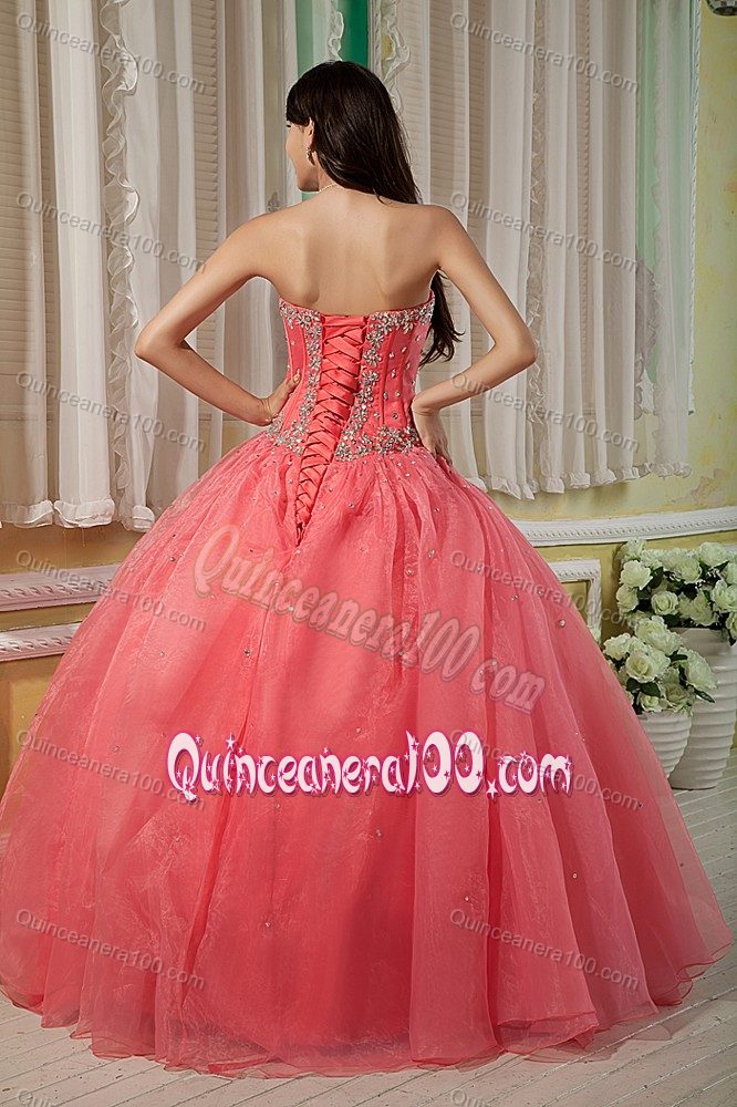 New Watermelon Ball Gown Sweetheart Beading Quince Dresses