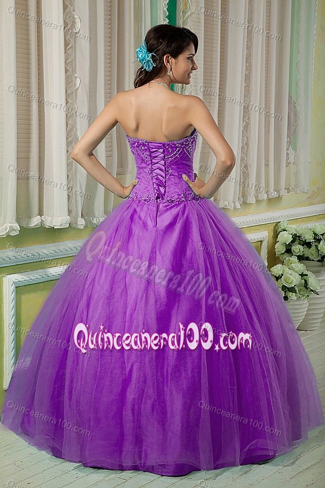 Light Purple Sweetheart Beading Ruched Dress for Sweet 15