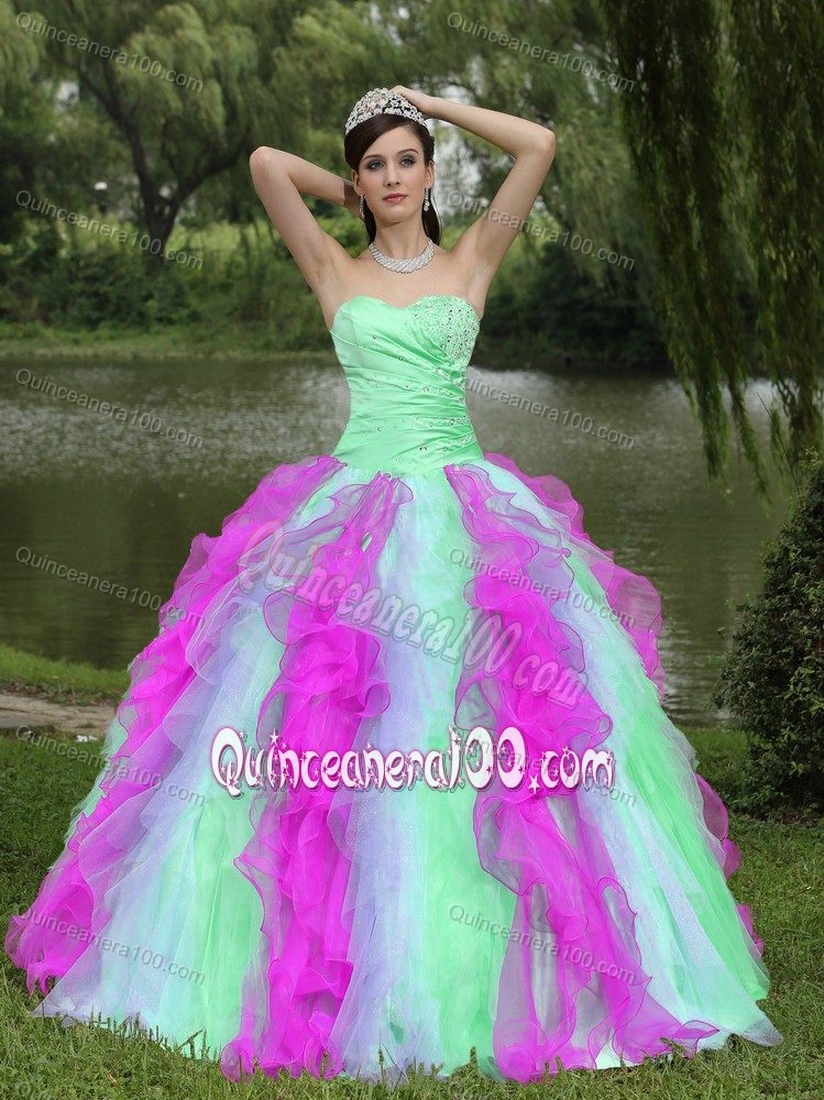 Most Popular Colorful Sweetheart Lace up Back Sweet 15 Dresses