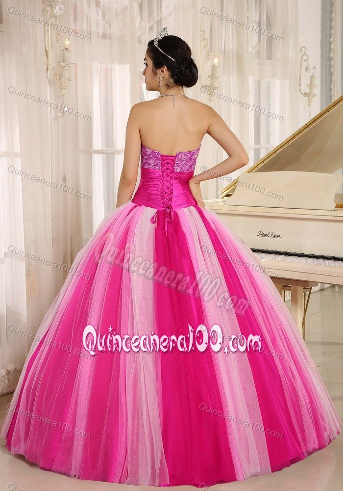 Multi-Color Strapless Beading Ruches Puffy Quinceanera Dresses