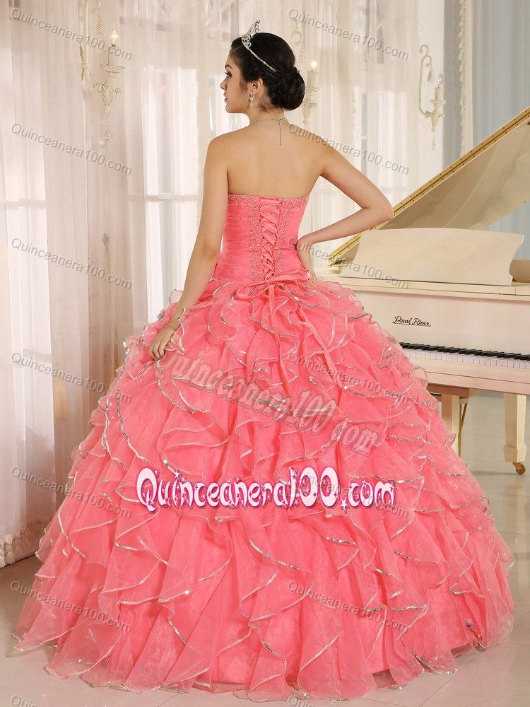 Popular Ruffles Decorate Beading Ruched Bodice Dress for Quince