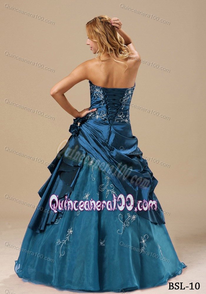 Brand New Strapless Ruched Sweet Sixteen Dress with Embroidery