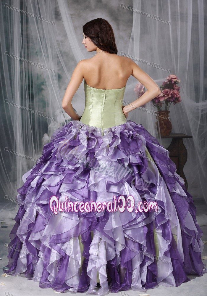 Colorful Ruffles Vestidos De Quinceanera with Ruches and Beading