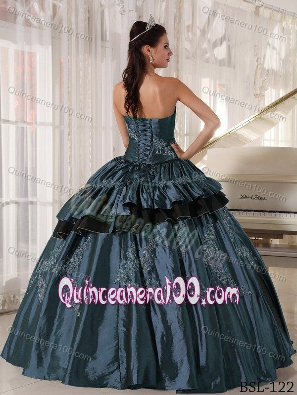 Strapless Beading Appliques and Pleats Tiered Quinceanera Dresses