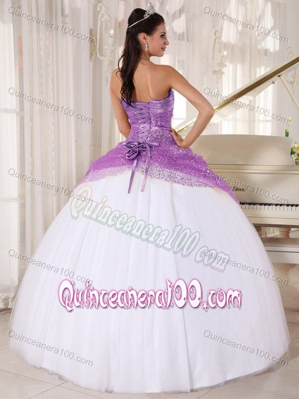 Halter Top Two-toned Tulle Sequin Appliques Sweet Sixteen Dresses