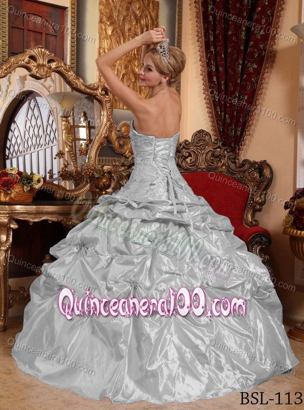 Silver Gray Pick-ups Beading Embroidery Dress for Quince Plus