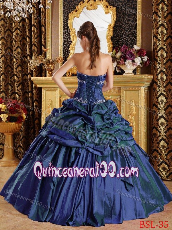 Strapless Taffeta Ruched Bust Pick-ups Ruffled Quinceanera Dresses