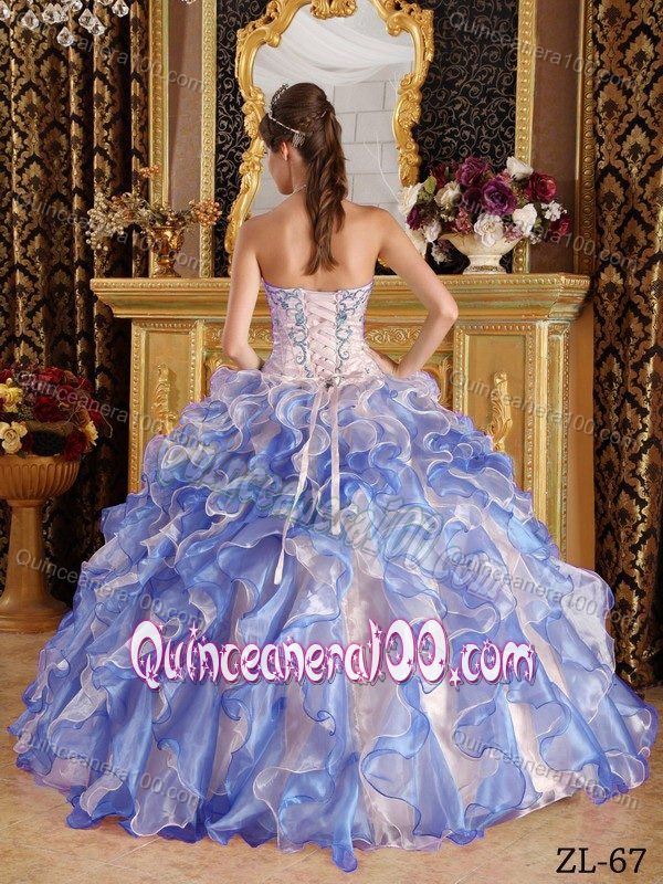 Excellent Colorful Sweetheart Appliques Ruffles Sweet 15 Dresses