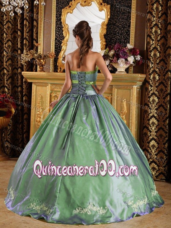 Floor-length Taffeta and Organza Quince Dresses with Pleats