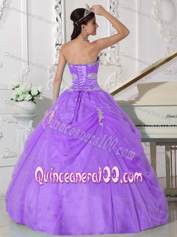 Lilac Taffeta and Organza Appliques Quinceanera Dresses