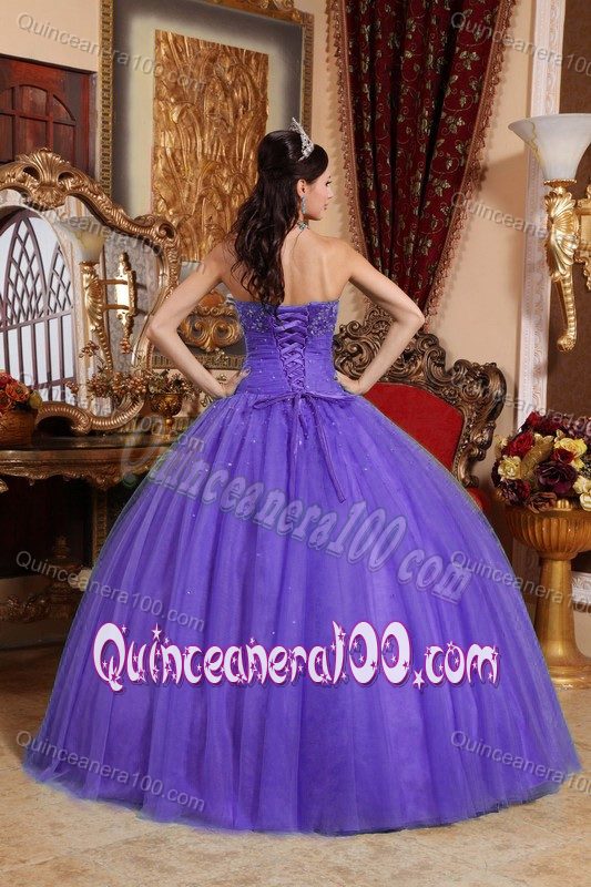 Purple Ball Gown Taffeta and Tulle Quinceanera Dresses