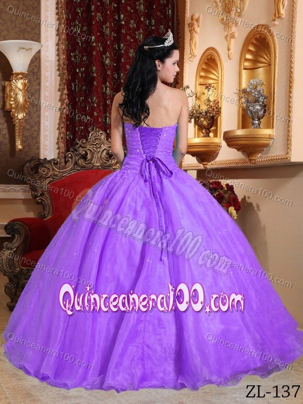 Gorgeous Lilac Strapless Organza Sweet Sixteen Dresses