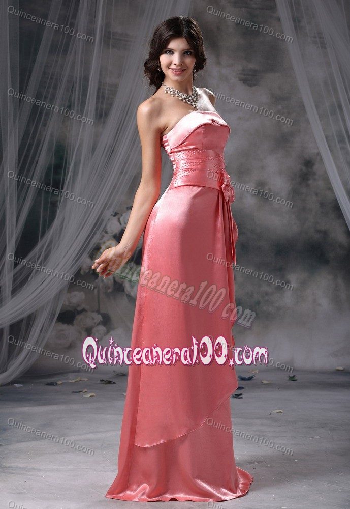 Strapless Beaded Dama Dress with Bowknot in Watermelon Red