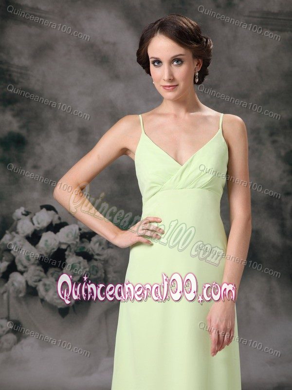 Yellow Green Column Straps Floor-length Formal Dresses For Dama