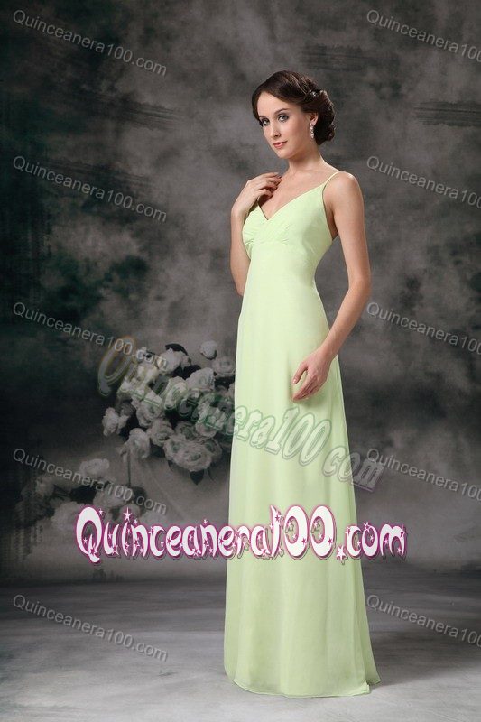 Yellow Green Column Straps Floor-length Formal Dresses For Dama