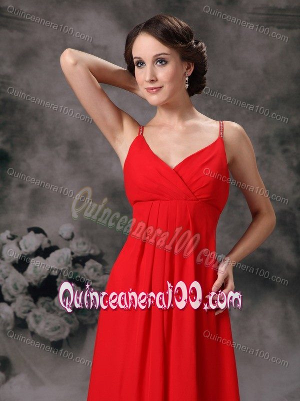 ute Red Empire Straps Cheap Dama Dress For Quinceaneras Floor-length