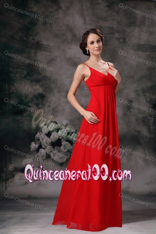 ute Red Empire Straps Cheap Dama Dress For Quinceaneras Floor-length