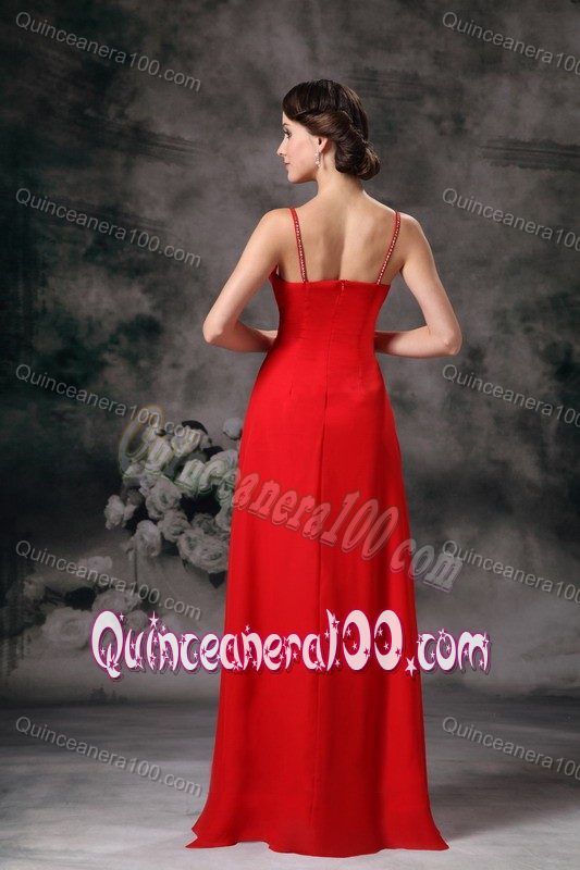 ute Red Empire Straps Cheap Dama Dress For Quinceaneras Floor-length