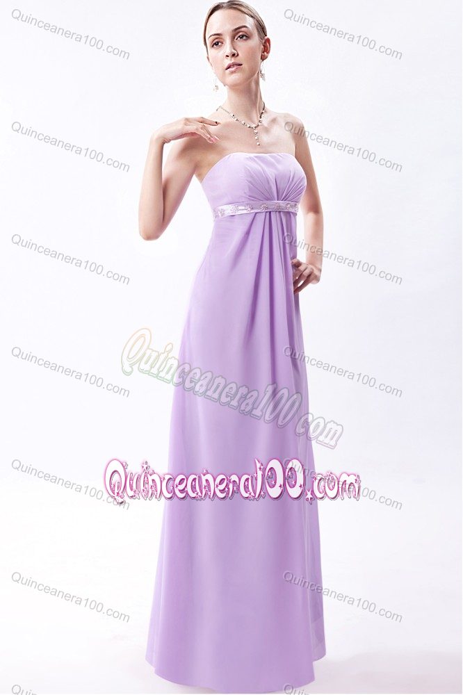 Lavender Empire Strapless Floor-length Bridesmaid Dama Dresses