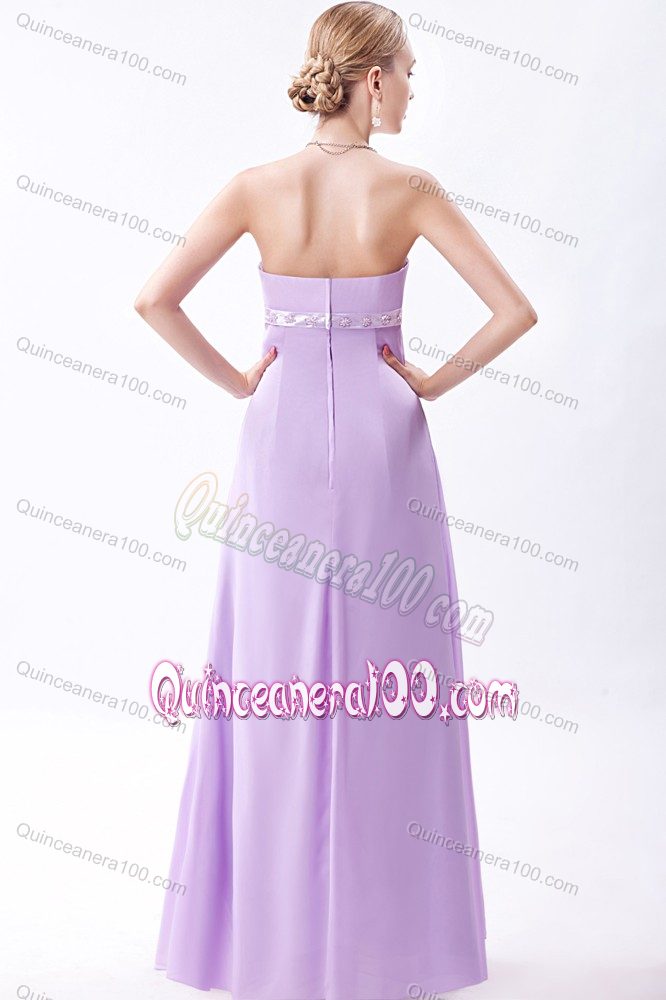 Lavender Empire Strapless Floor-length Bridesmaid Dama Dresses