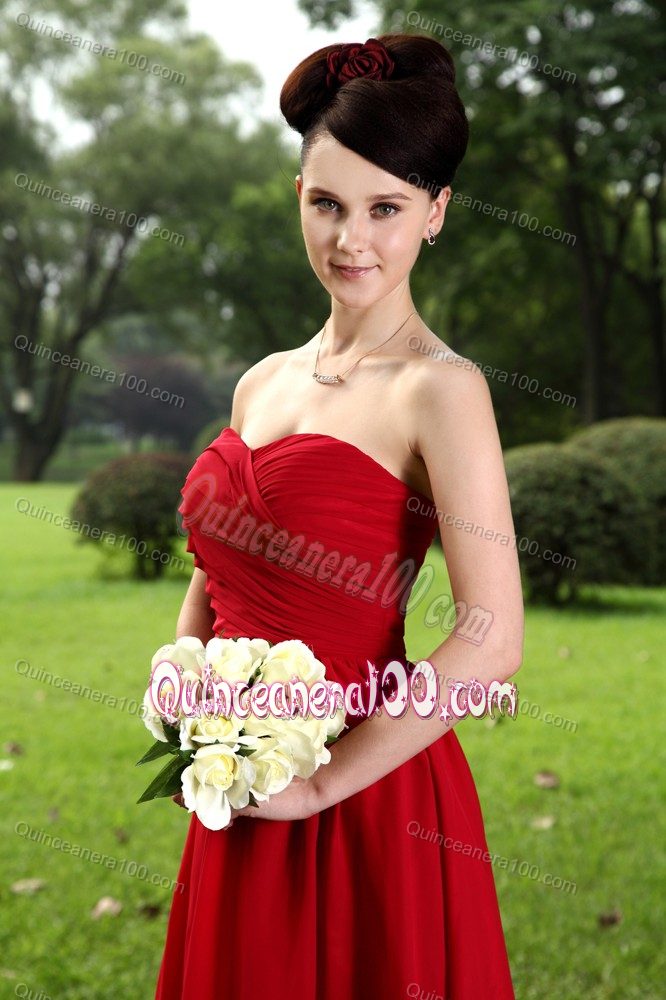 Red Empire Sweetheart Knee-length 15 Dresses For Damas with Pleats