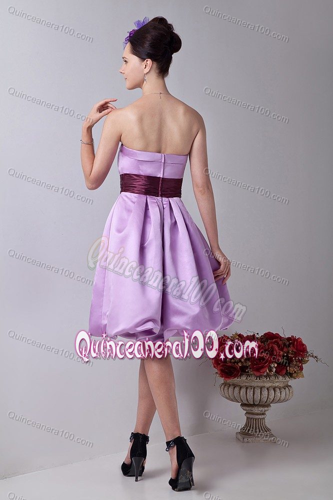 Lilac A-line Strapless Knee-length Dama Dress For Quinceaneras