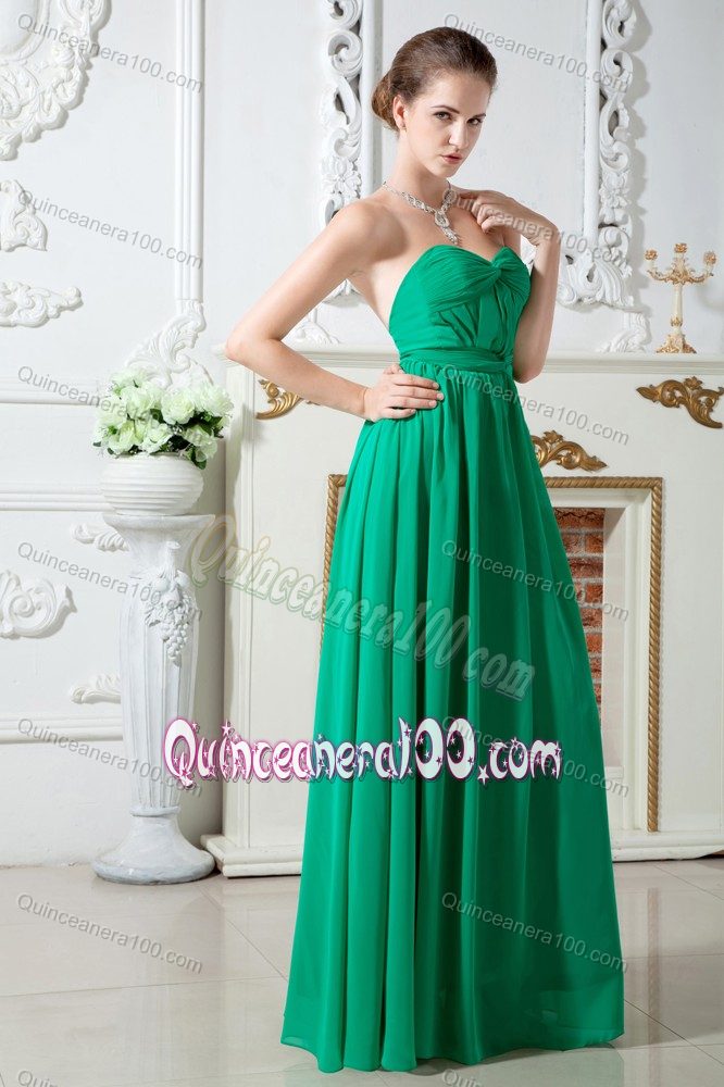 Green Empire Sweetheart Dama Dresses with Center Ruched