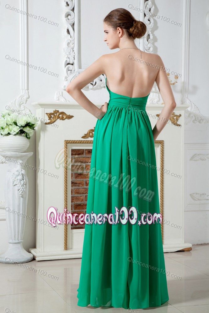 Green Empire Sweetheart Dama Dresses with Center Ruched