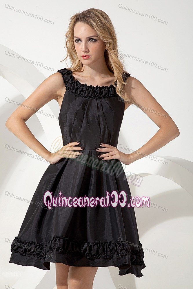 Black Knee-length Scoop Little Black Prom Dresses For Dama in 2014