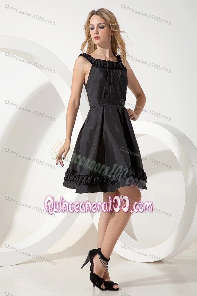 Black Knee-length Scoop Little Black Prom Dresses For Dama in 2014