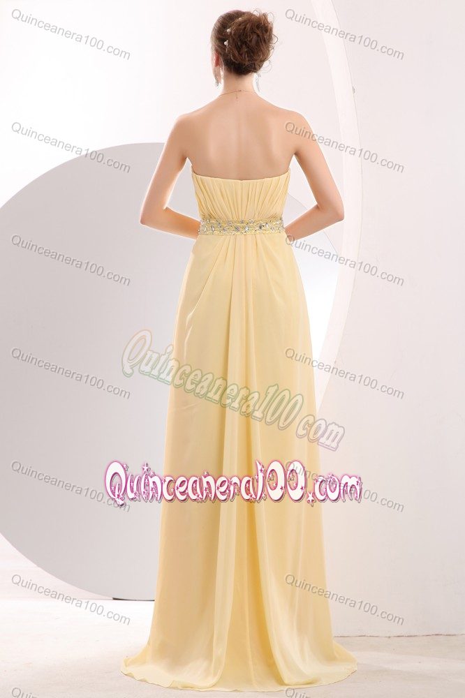 Light Yellow Sweetheart Brush Train 15 Dresses For Damas Beaded