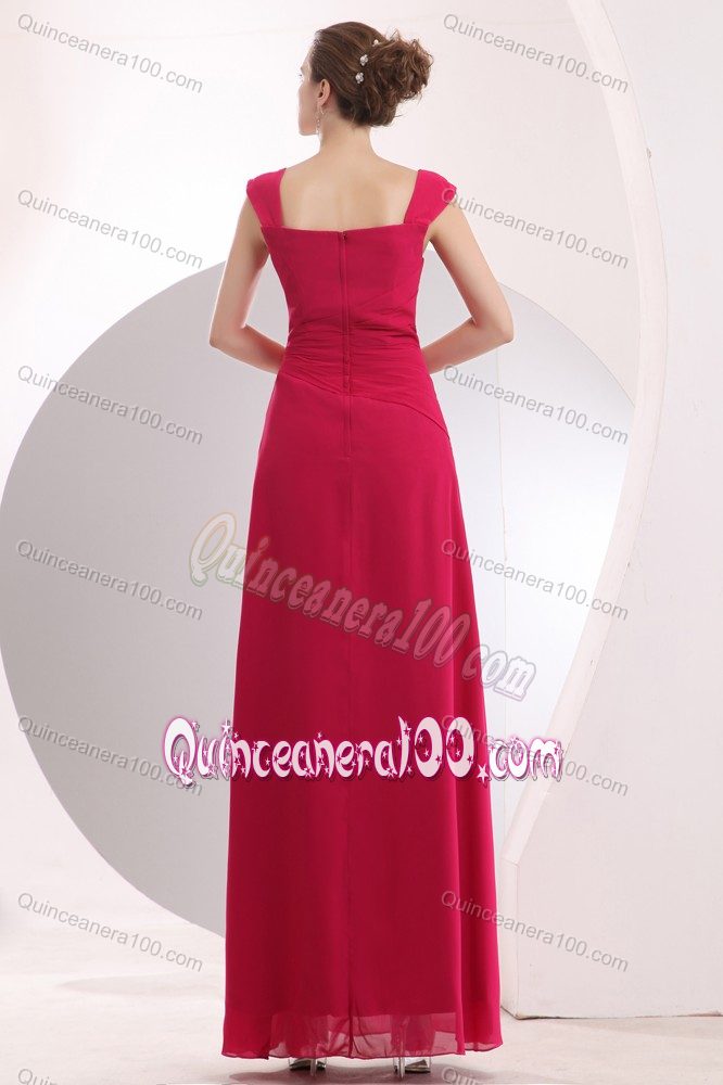 Hot Pink Straps Beading Damas Dresses For Quince Empire Floor-length