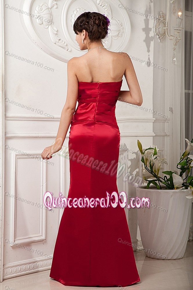 Custom Made Wine Red Strapless Beaded Formal Dresses for Dama